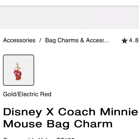 Brand New Disney X Coach Minnie Mouse Bag Charm - Picture 3 of 5